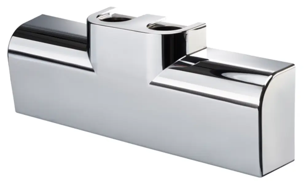 Verchromte Abdeckung für ein Heizungsregler-System, möglicherweise von Oventrop. Das Produkt hat eine glatte, reflektierende Oberfläche und ein einfaches, rechteckiges Design.